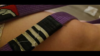 Candid Sandra gets the strap: Sandra gets her purple belt in Brazilian jiu-jitsu for mouth-watering wet juicy pussy lips