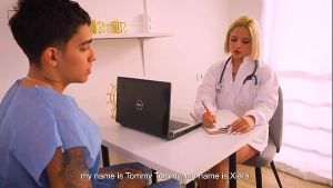 Blonde doctor Xiara Dark gets horny checking her patient’s HUGE cock – Juan Bustos DOCTOR
