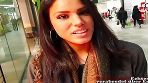 German amateur latina teen public pick up in shoppingcenter and POV fuck with huge cum loads