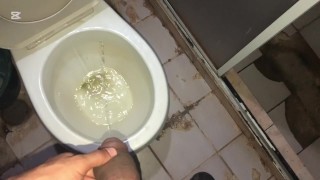 young Latino urinates with his big hose